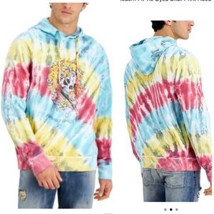ED HARDY Men's Modern-Fit Tie-Dyed Skull-Print Hoodie Beautiful Ghost Size Small